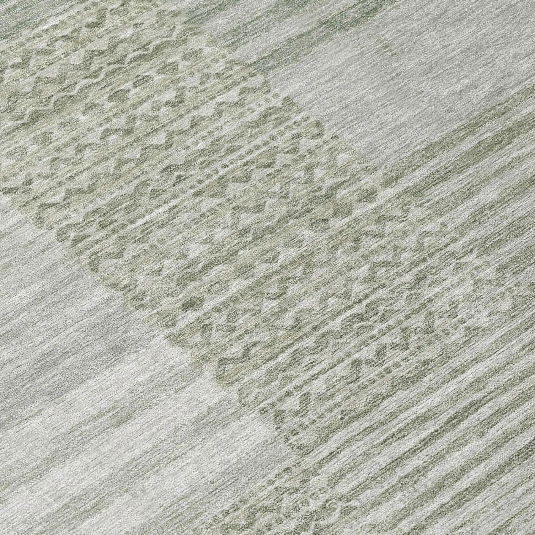 8' X 10' Sage And Green Striped Washable Indoor Outdoor Area Rug Homeroots Outdoor