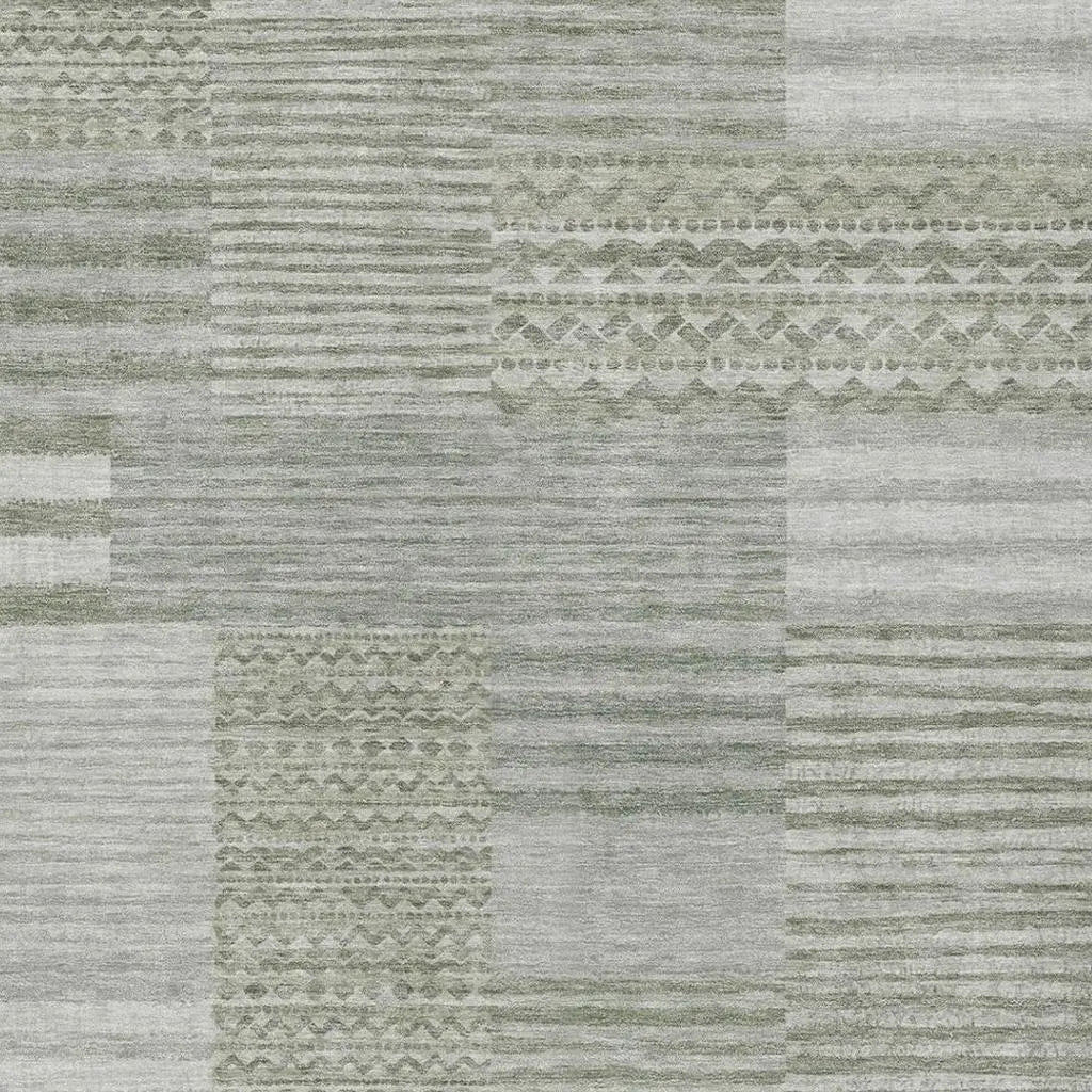 8' X 10' Sage And Green Striped Washable Indoor Outdoor Area Rug Homeroots Outdoor