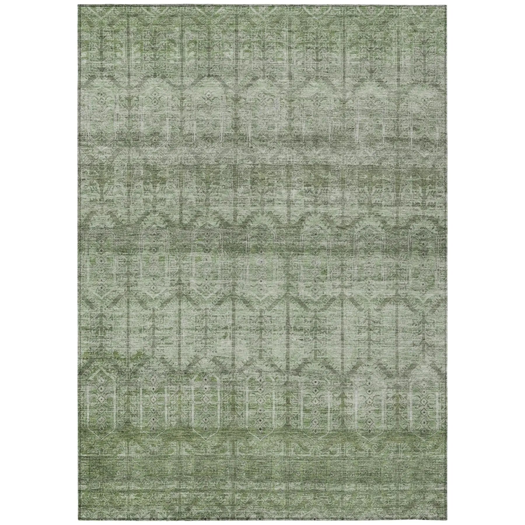 8' X 10' Sage And Green Tribal Washable Indoor Outdoor Area Rug Homeroots Outdoor