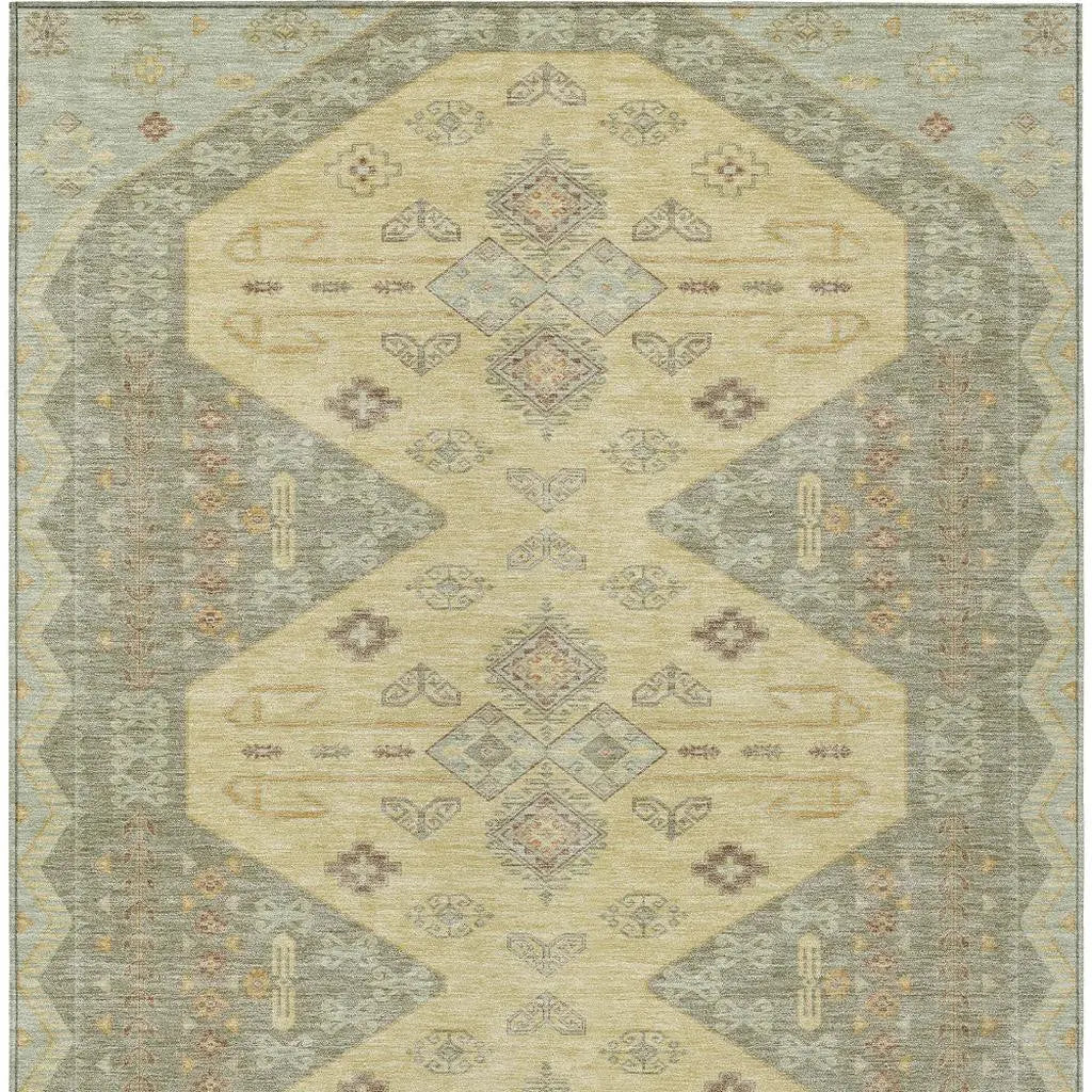 8' X 10' Sage And Wheat Geometric Washable Indoor Outdoor Area Rug Homeroots Outdoor