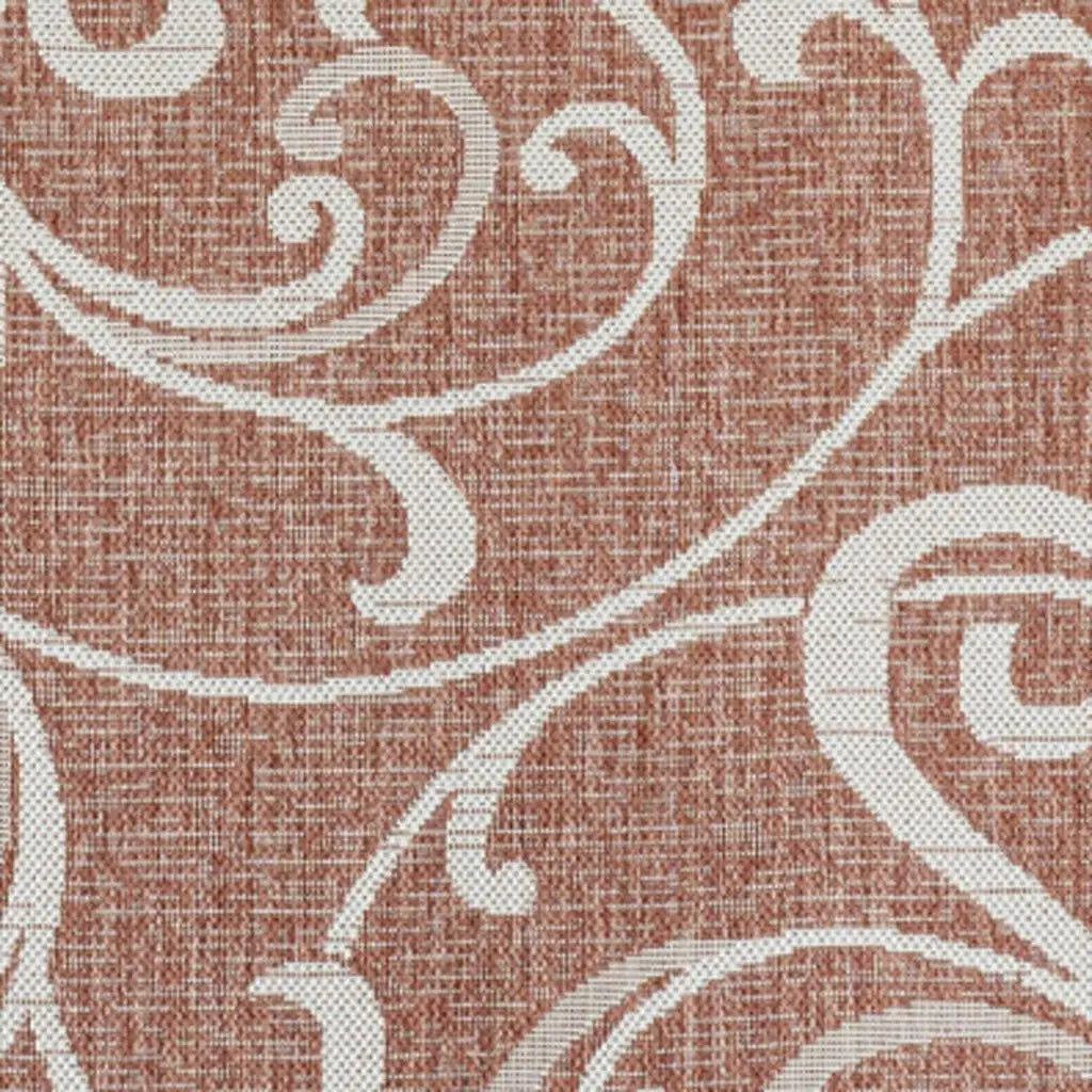 8' X 10' Salmon And Cream Floral Indoor Outdoor Area Rug - GreatEagleInc