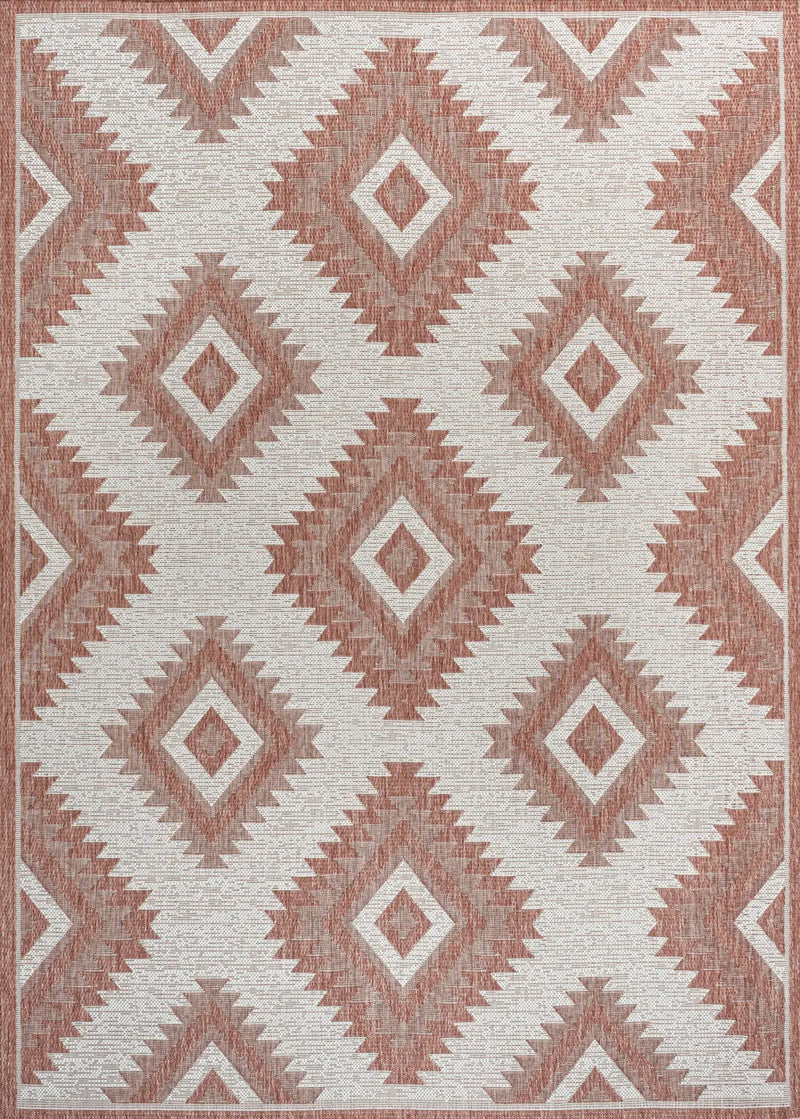 8' X 10' Salmon And Cream Moroccan Indoor Outdoor Area Rug Homeroots Outdoor