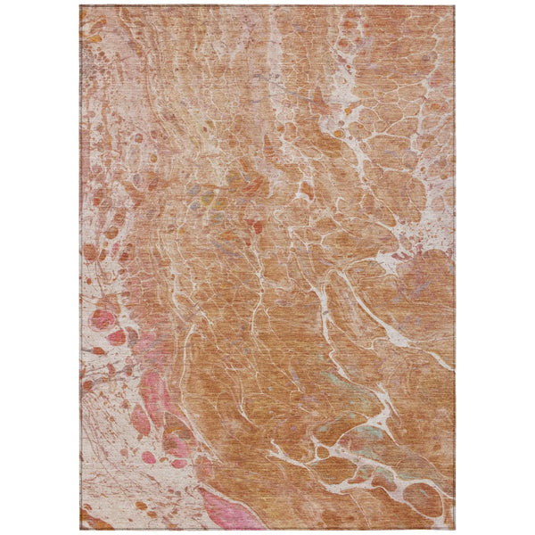 8' X 10' Salmon And Orange Abstract Washable Indoor Outdoor Area Rug Homeroots Outdoor