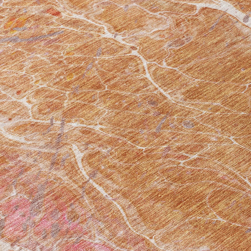8' X 10' Salmon And Orange Abstract Washable Indoor Outdoor Area Rug Homeroots Outdoor