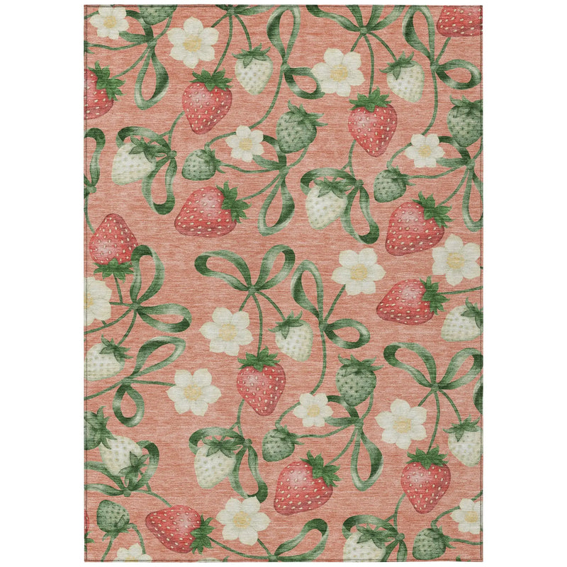 8' X 10' Salmon And Orange Floral Washable Indoor Outdoor Area Rug Homeroots Outdoor