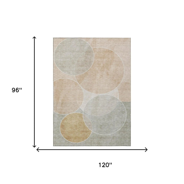 8' X 10' Salmon And Orange Geometric Washable Indoor Outdoor Area Rug Homeroots Outdoor