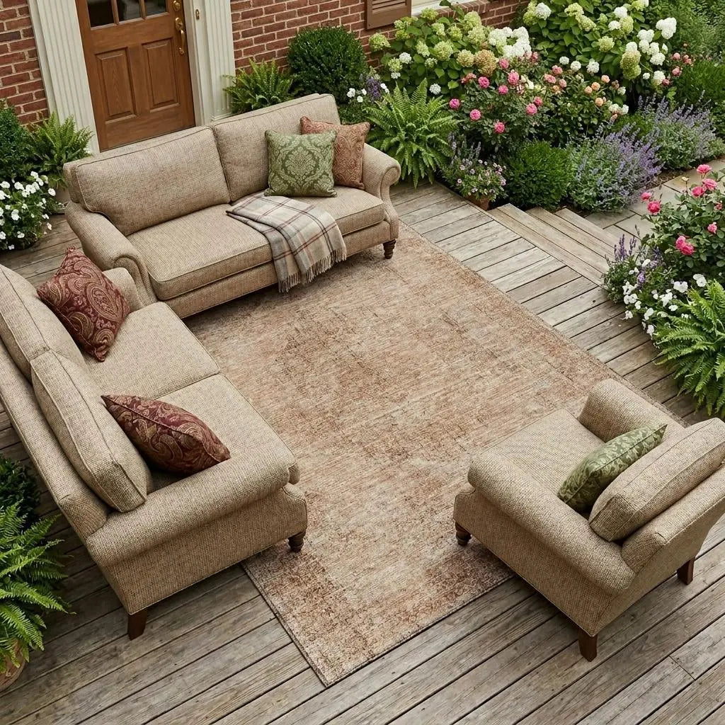 8' X 10' Salmon And Orange Oriental Washable Indoor Outdoor Area Rug Homeroots Outdoor