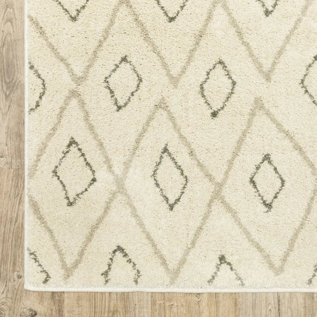 8' X 10' Sand Ash Grey And Ivory Geometric Power Loom Stain Resistant Area Rug Homeroots Home Decor