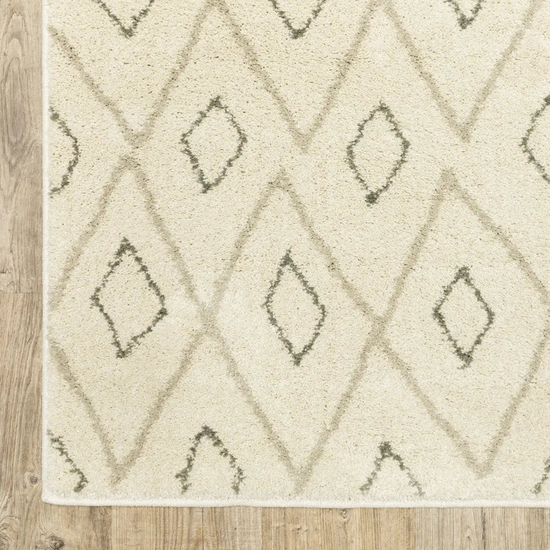 8' X 10' Sand Ash Grey And Ivory Geometric Power Loom Stain Resistant Area Rug Homeroots Home Decor