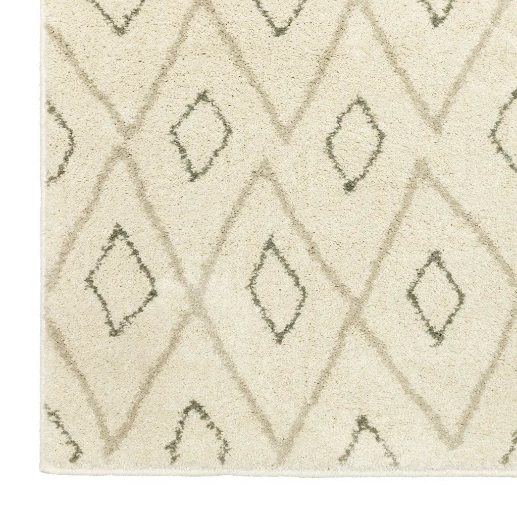 8' X 10' Sand Ash Grey And Ivory Geometric Power Loom Stain Resistant Area Rug Homeroots Home Decor