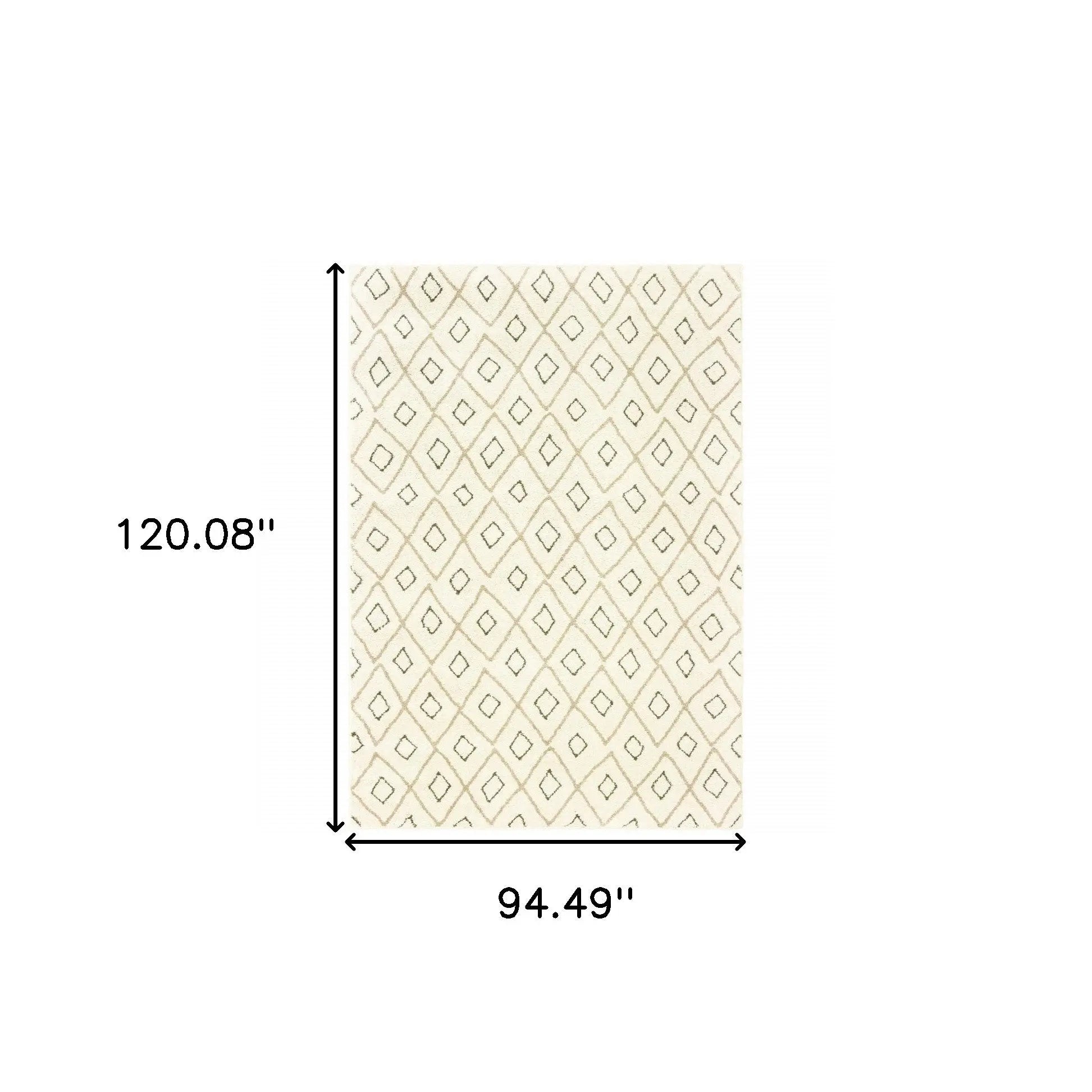 8' X 10' Sand Ash Grey And Ivory Geometric Power Loom Stain Resistant Area Rug Homeroots Home Decor