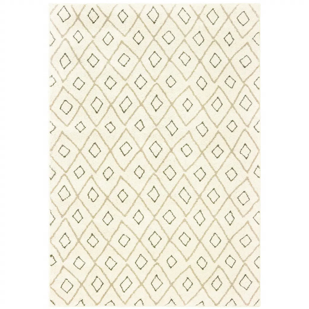 8' X 10' Sand Ash Grey And Ivory Geometric Power Loom Stain Resistant Area Rug Homeroots Home Decor