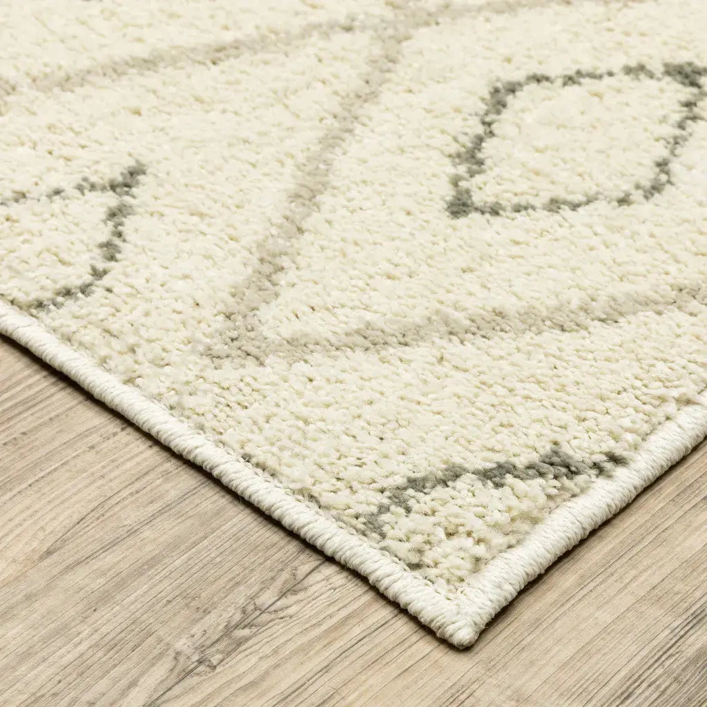 8' X 10' Sand Ash Grey And Ivory Geometric Power Loom Stain Resistant Area Rug Homeroots Home Decor