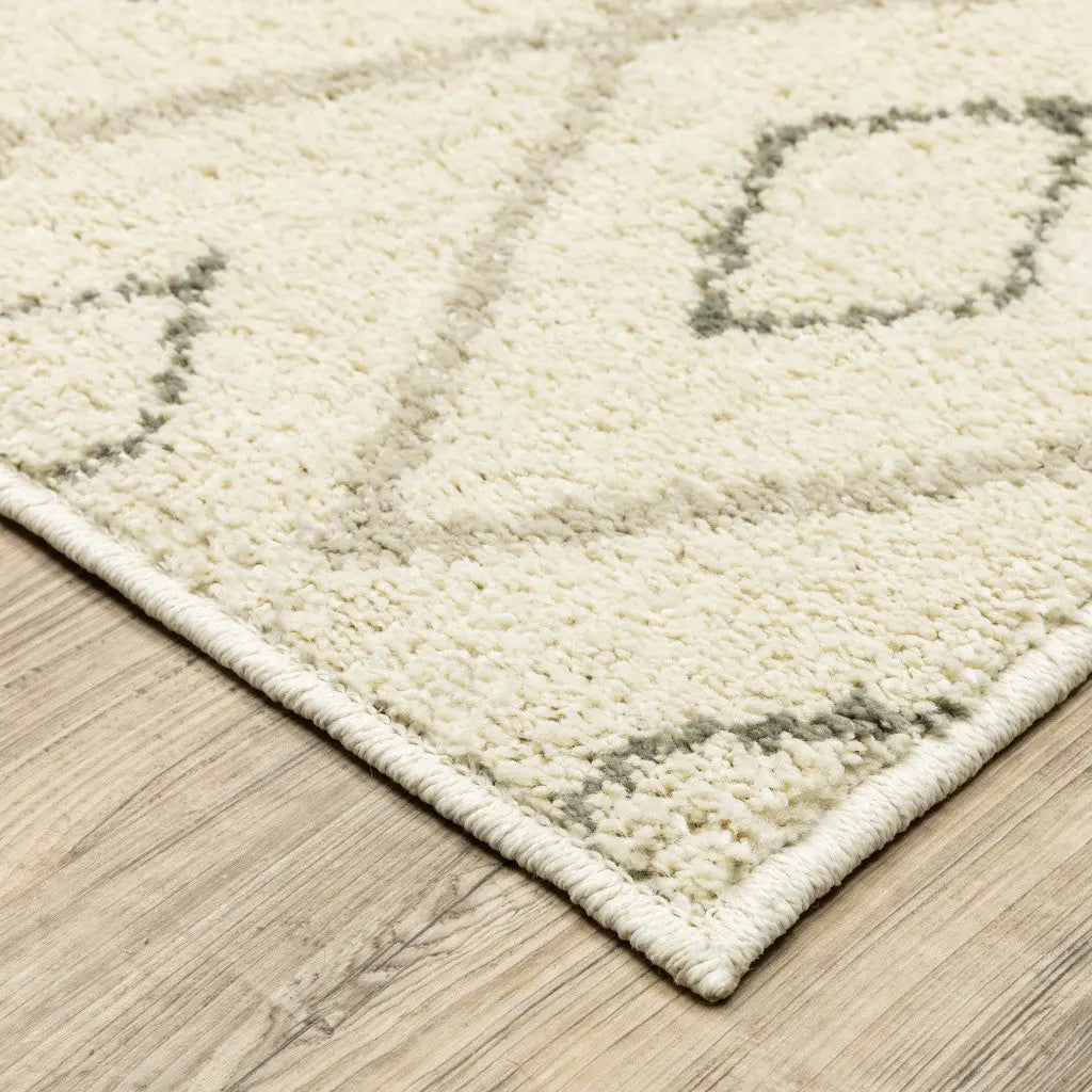 8' X 10' Sand Ash Grey And Ivory Geometric Power Loom Stain Resistant Area Rug Homeroots Home Decor