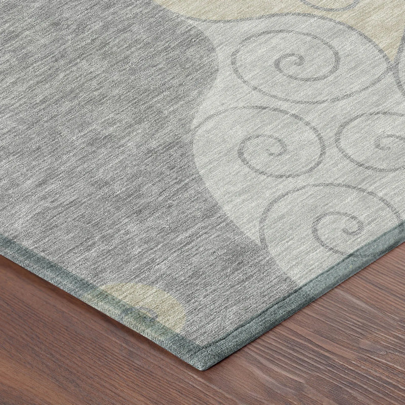 8' X 10' Silver And Beige Abstract Washable Indoor Outdoor Area Rug Homeroots Outdoor