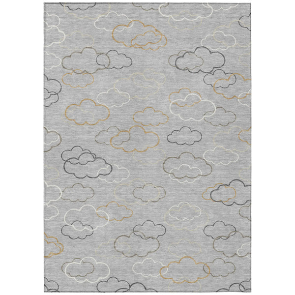 8' X 10' Silver And Beige Abstract Washable Indoor Outdoor Area Rug Homeroots Outdoor