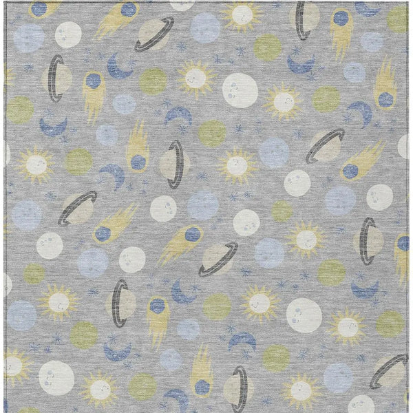 8' X 10' Silver And Blue Geometric Washable Indoor Outdoor Area Rug Homeroots Outdoor