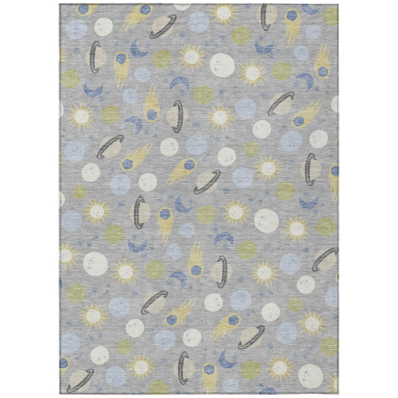 8' X 10' Silver And Blue Geometric Washable Indoor Outdoor Area Rug Homeroots Outdoor