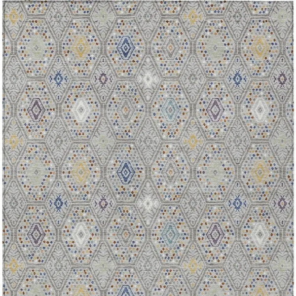 8' X 10' Silver And Brown Geometric Washable Indoor Outdoor Area Rug Homeroots Outdoor