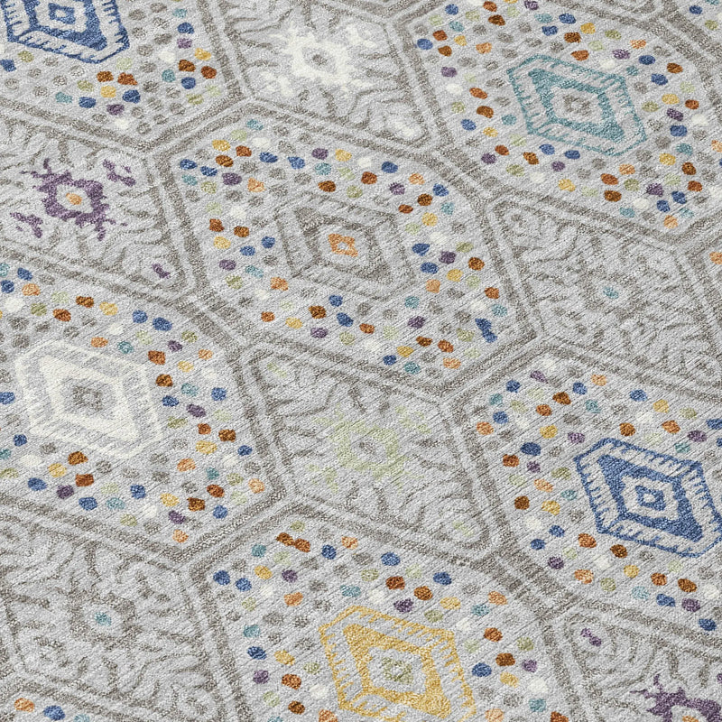 8' X 10' Silver And Brown Geometric Washable Indoor Outdoor Area Rug Homeroots Outdoor
