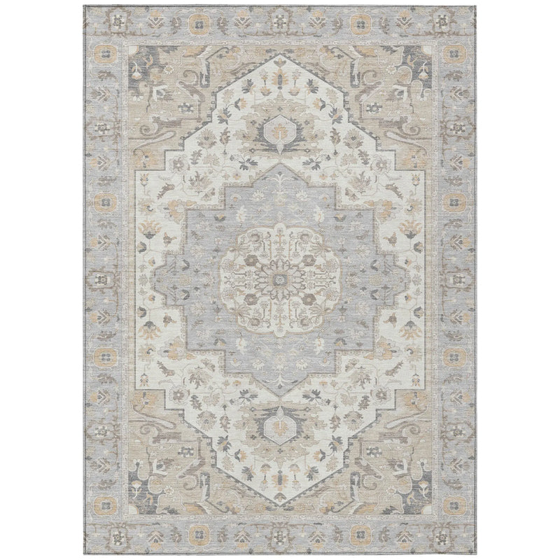 8' X 10' Silver And Fern Green Oriental Washable Indoor Outdoor Area Rug Homeroots Outdoor