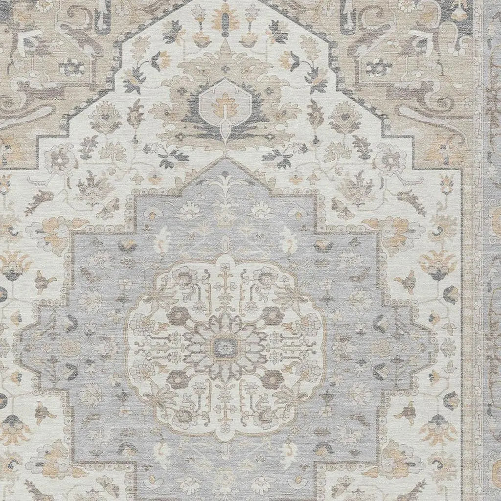 8' X 10' Silver And Fern Green Oriental Washable Indoor Outdoor Area Rug Homeroots Outdoor
