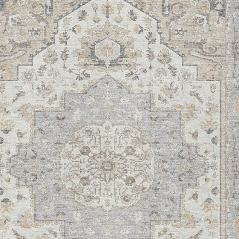 8' X 10' Silver And Fern Green Oriental Washable Indoor Outdoor Area Rug Homeroots Outdoor