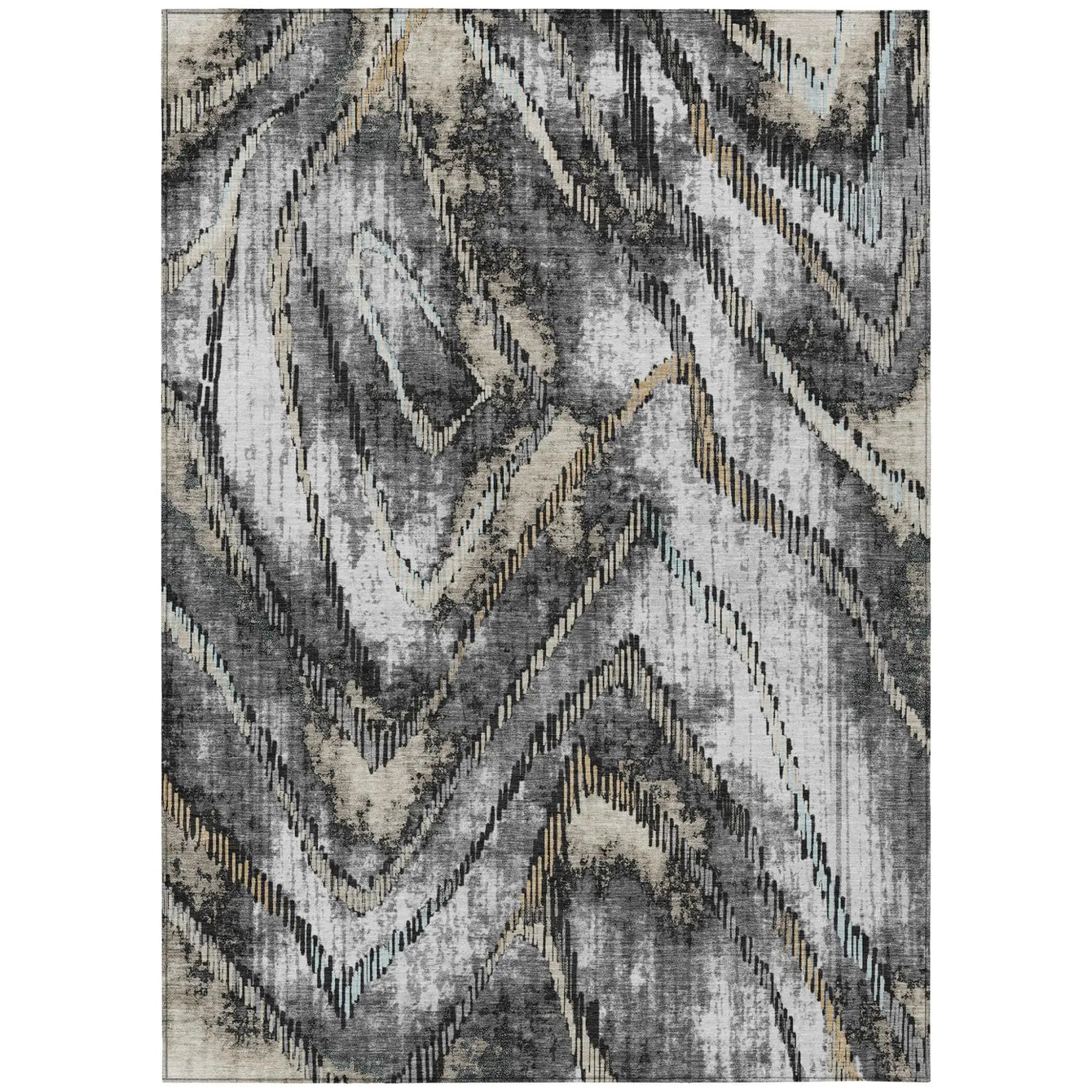 8' X 10' Silver And Gray Abstract Washable Indoor Outdoor Area Rug Homeroots Outdoor