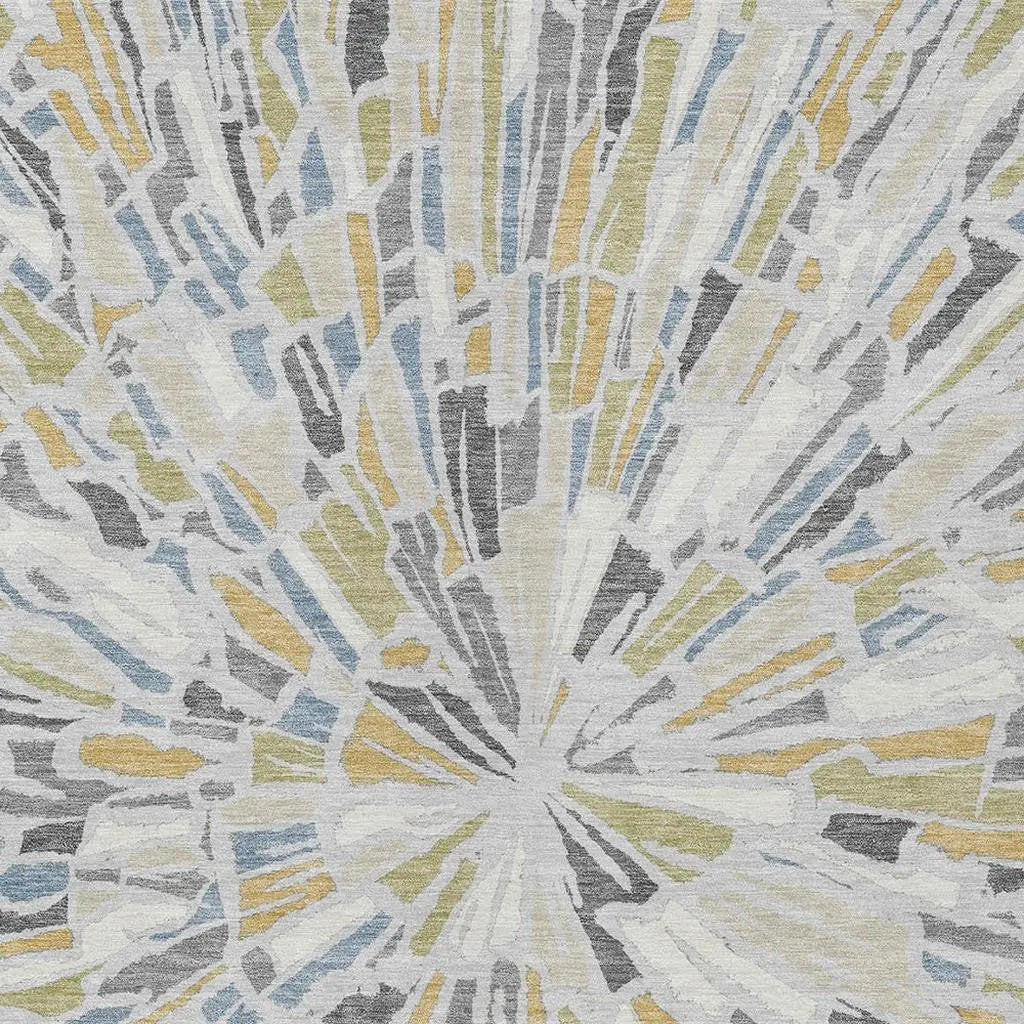 8' X 10' Silver And Gray Abstract Washable Indoor Outdoor Area Rug Homeroots Outdoor