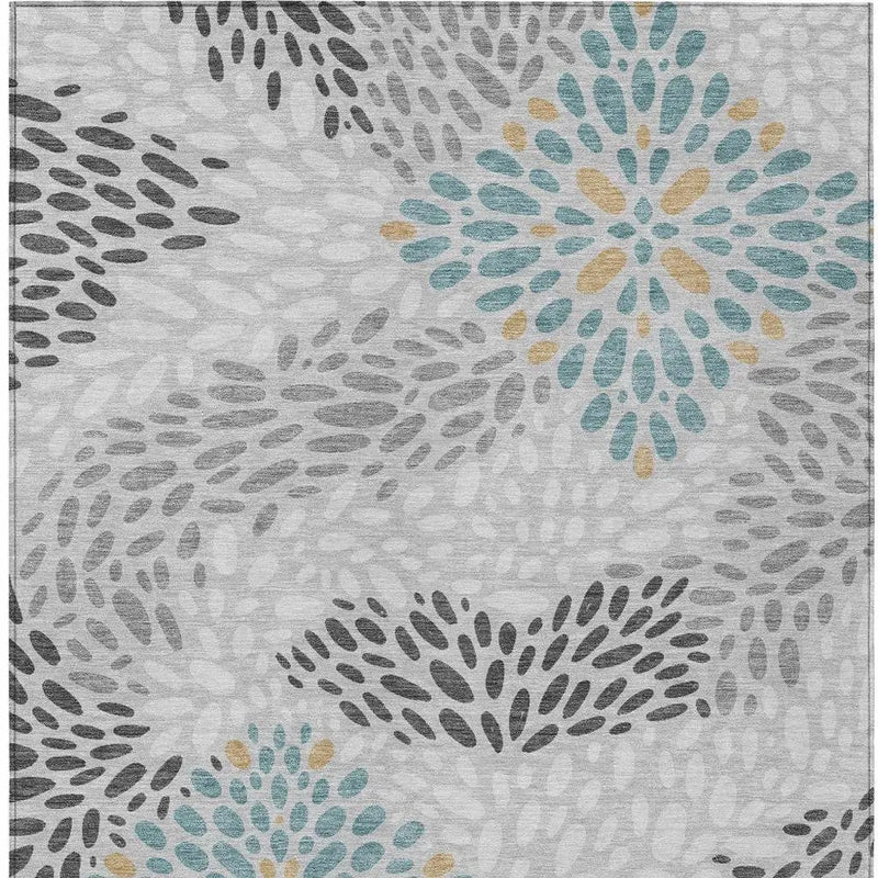 8' X 10' Silver And Gray Abstract Washable Indoor Outdoor Area Rug Homeroots Outdoor
