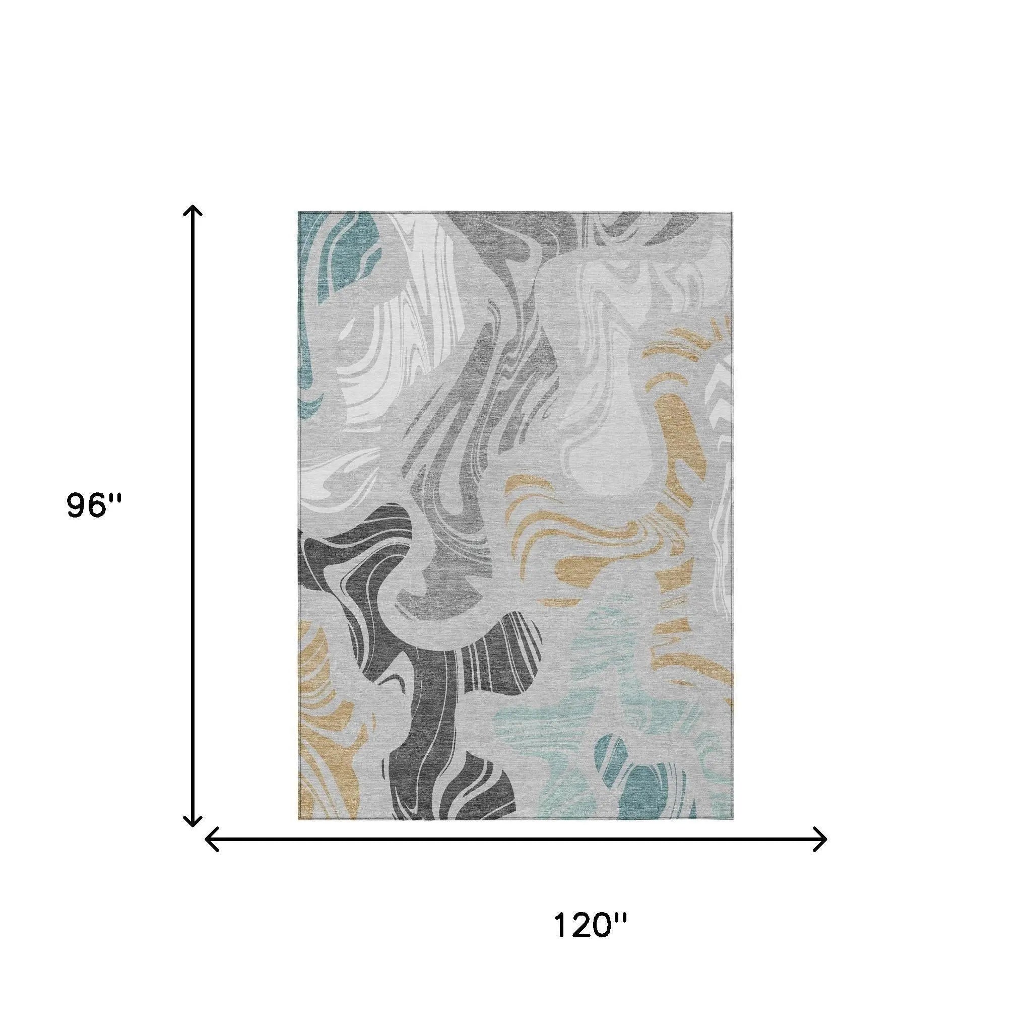 8' X 10' Silver And Gray Abstract Washable Indoor Outdoor Area Rug Homeroots Outdoor