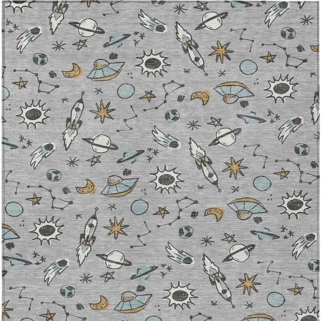 8' X 10' Silver And Gray Animal Print Washable Indoor Outdoor Area Rug Homeroots Outdoor