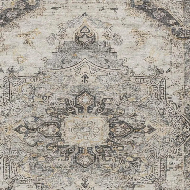 8' X 10' Silver And Gray Floral Medallion Washable Indoor Outdoor Area Rug Homeroots Outdoor