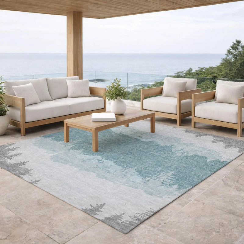8' X 10' Silver And Gray Floral Washable Indoor Outdoor Area Rug Homeroots Outdoor