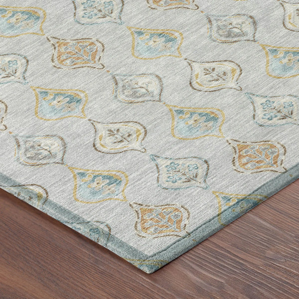 8' X 10' Silver And Gray Floral Washable Indoor Outdoor Area Rug Homeroots Outdoor
