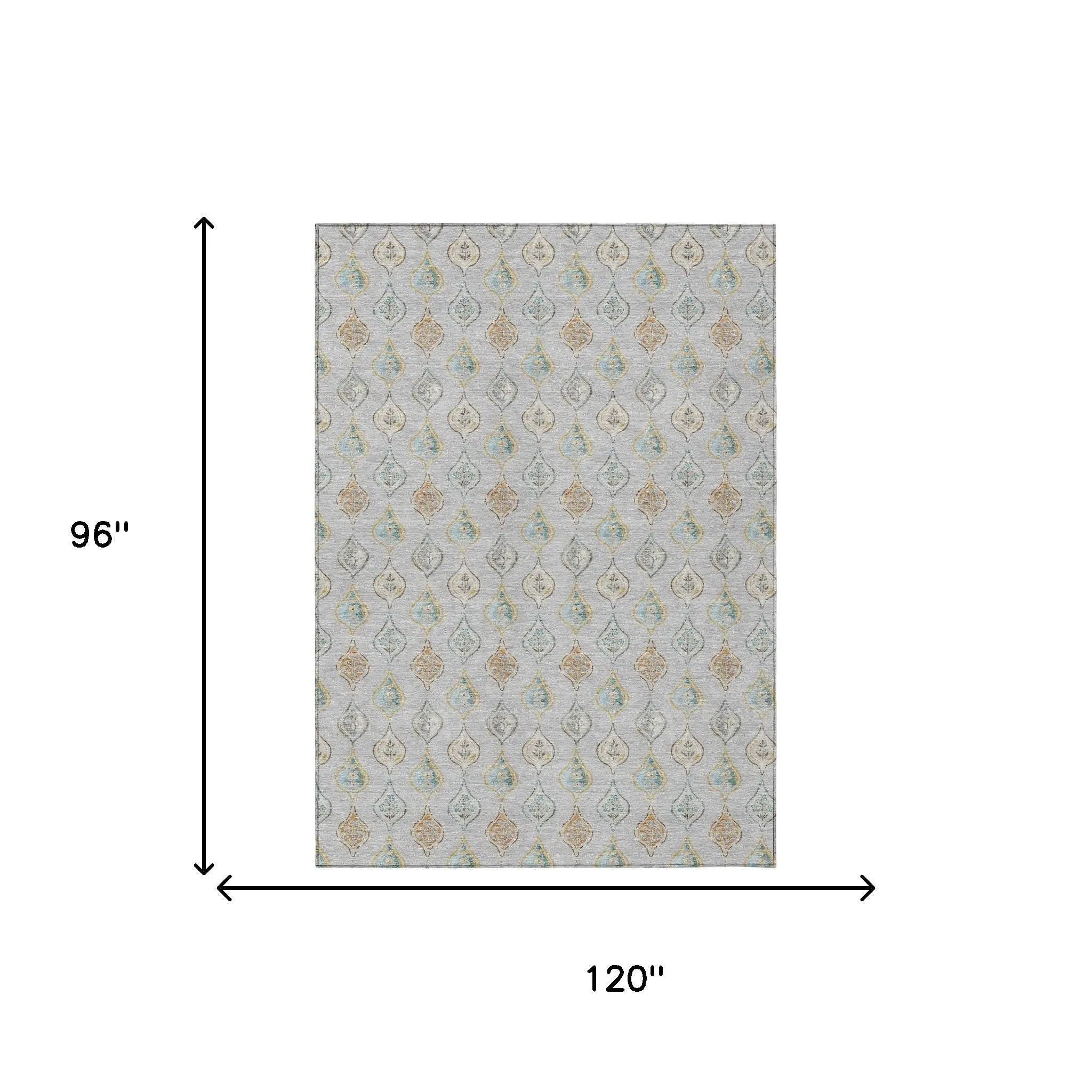 8' X 10' Silver And Gray Floral Washable Indoor Outdoor Area Rug Homeroots Outdoor