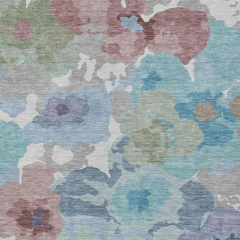 8' X 10' Silver And Gray Floral Washable Indoor Outdoor Area Rug Homeroots Outdoor