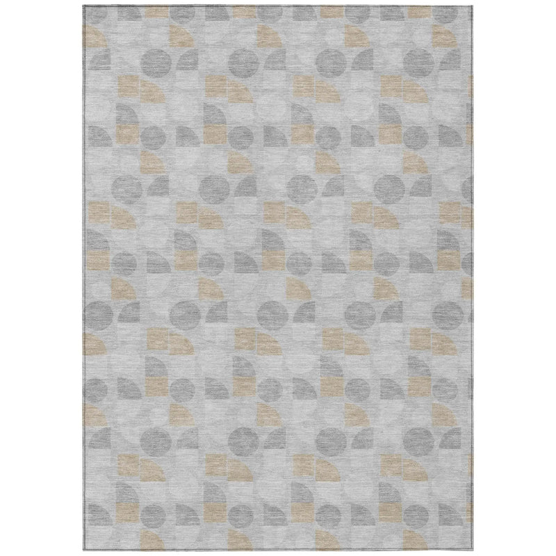 8' X 10' Silver And Gray Geometric Washable Indoor Outdoor Area Rug Homeroots Outdoor