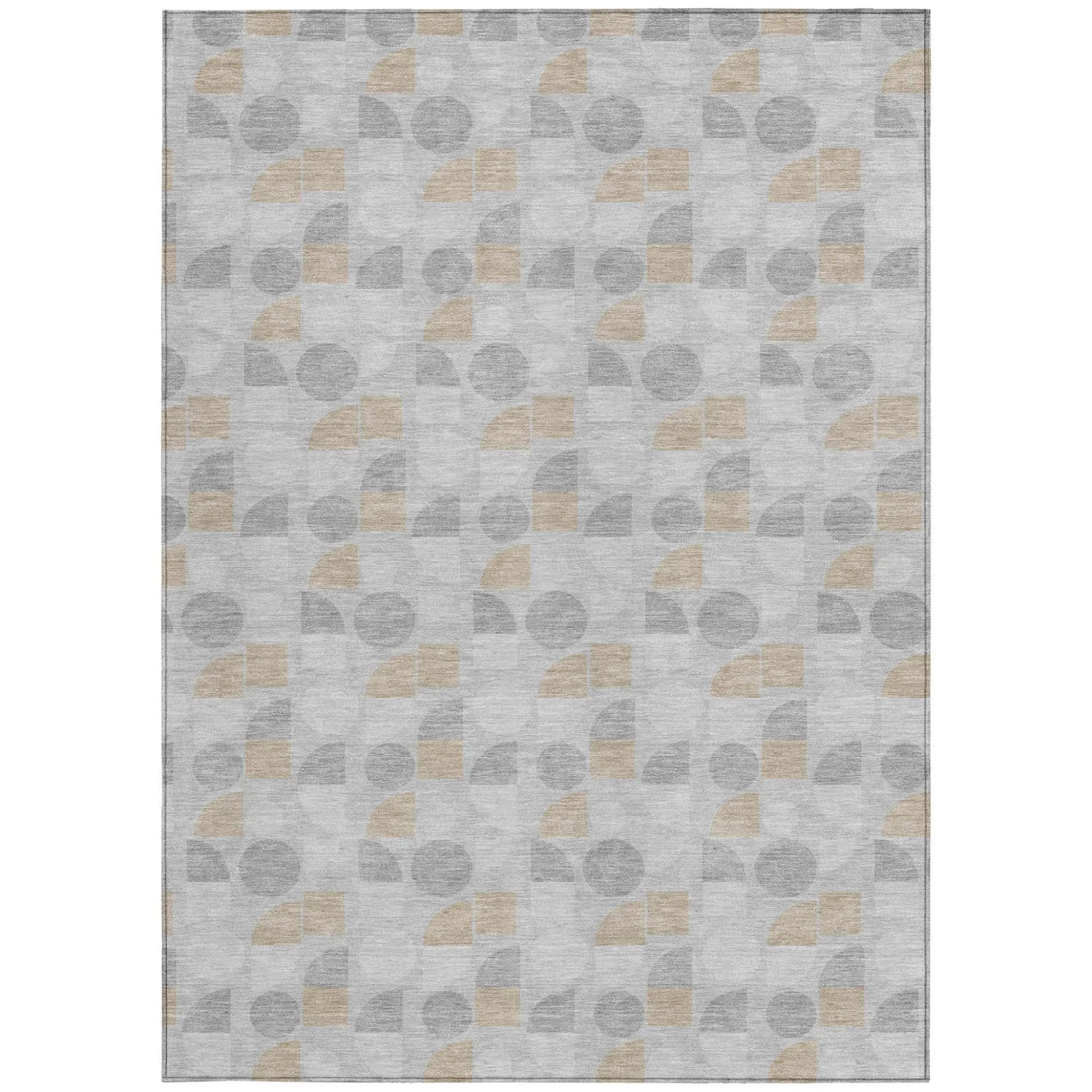 8' X 10' Silver And Gray Geometric Washable Indoor Outdoor Area Rug Homeroots Outdoor