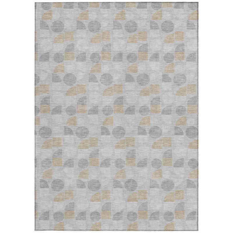 8' X 10' Silver And Gray Geometric Washable Indoor Outdoor Area Rug Homeroots Outdoor