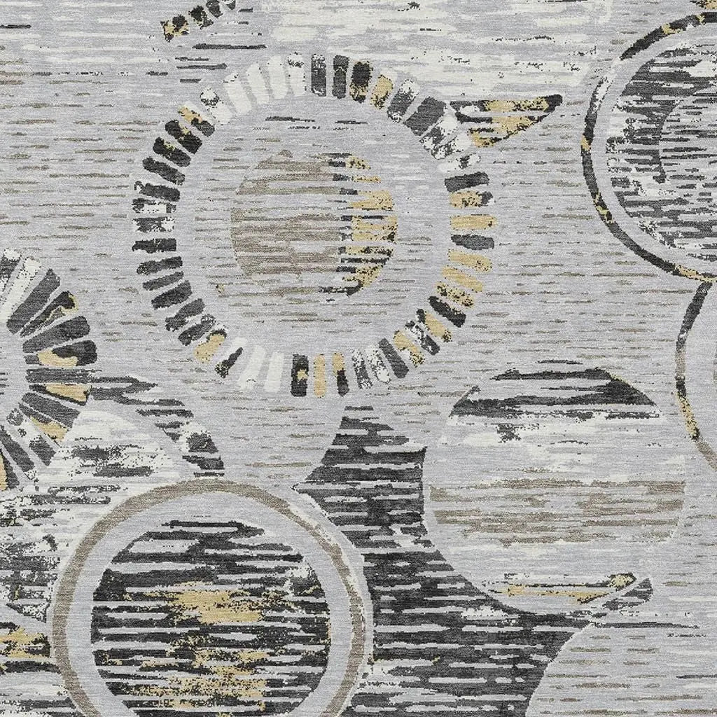 8' X 10' Silver And Gray Geometric Washable Indoor Outdoor Area Rug Homeroots Outdoor