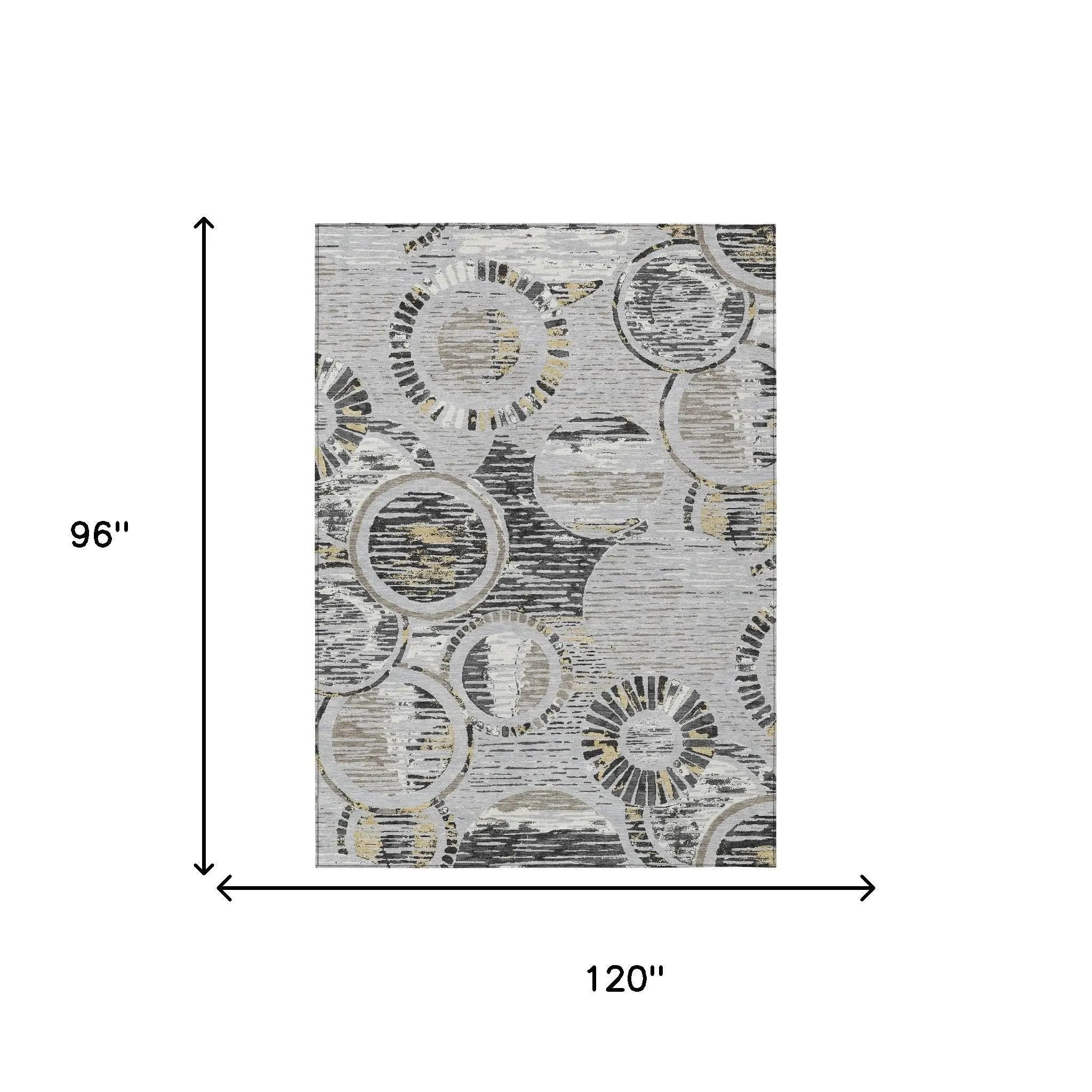 8' X 10' Silver And Gray Geometric Washable Indoor Outdoor Area Rug Homeroots Outdoor