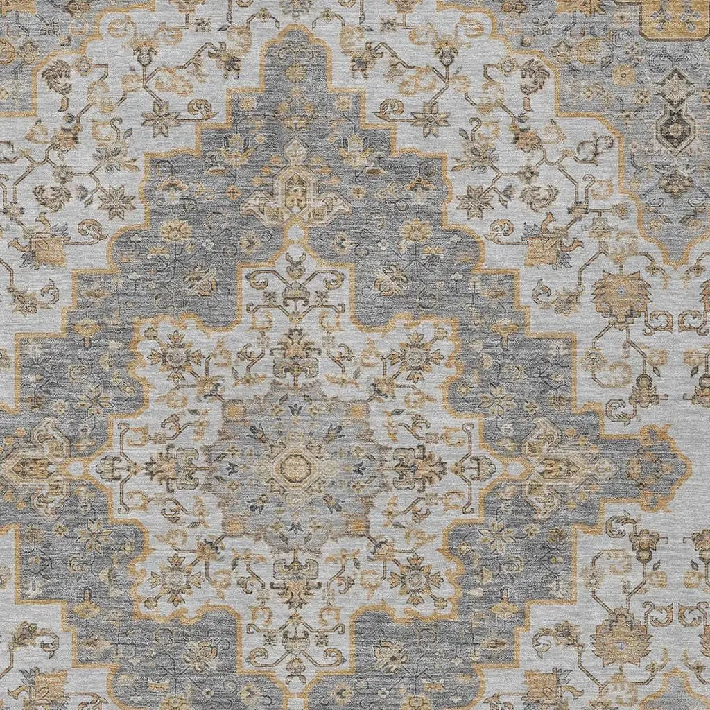 8' X 10' Silver And Gray Medallion Washable Indoor Outdoor Area Rug Homeroots Outdoor