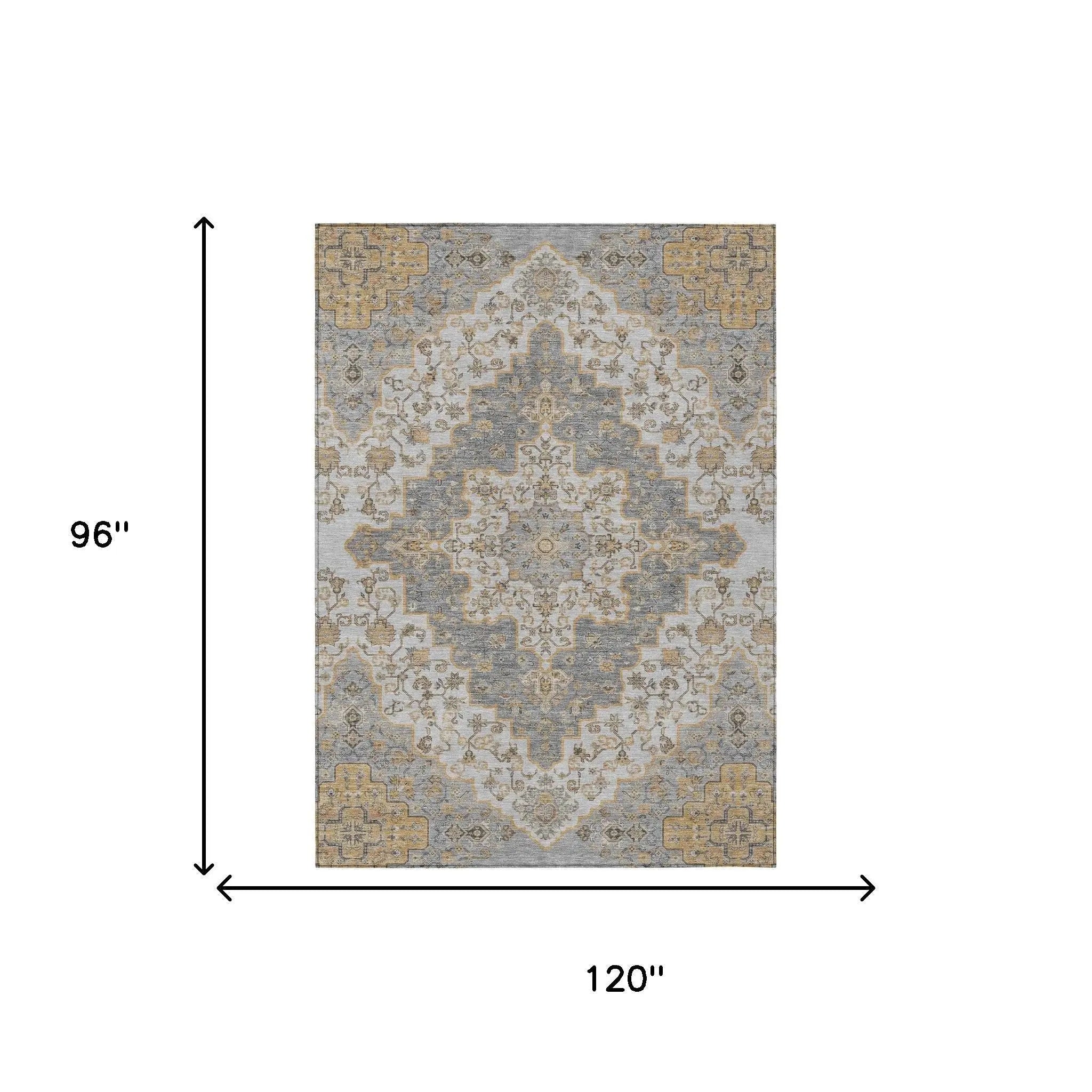 8' X 10' Silver And Gray Medallion Washable Indoor Outdoor Area Rug Homeroots Outdoor
