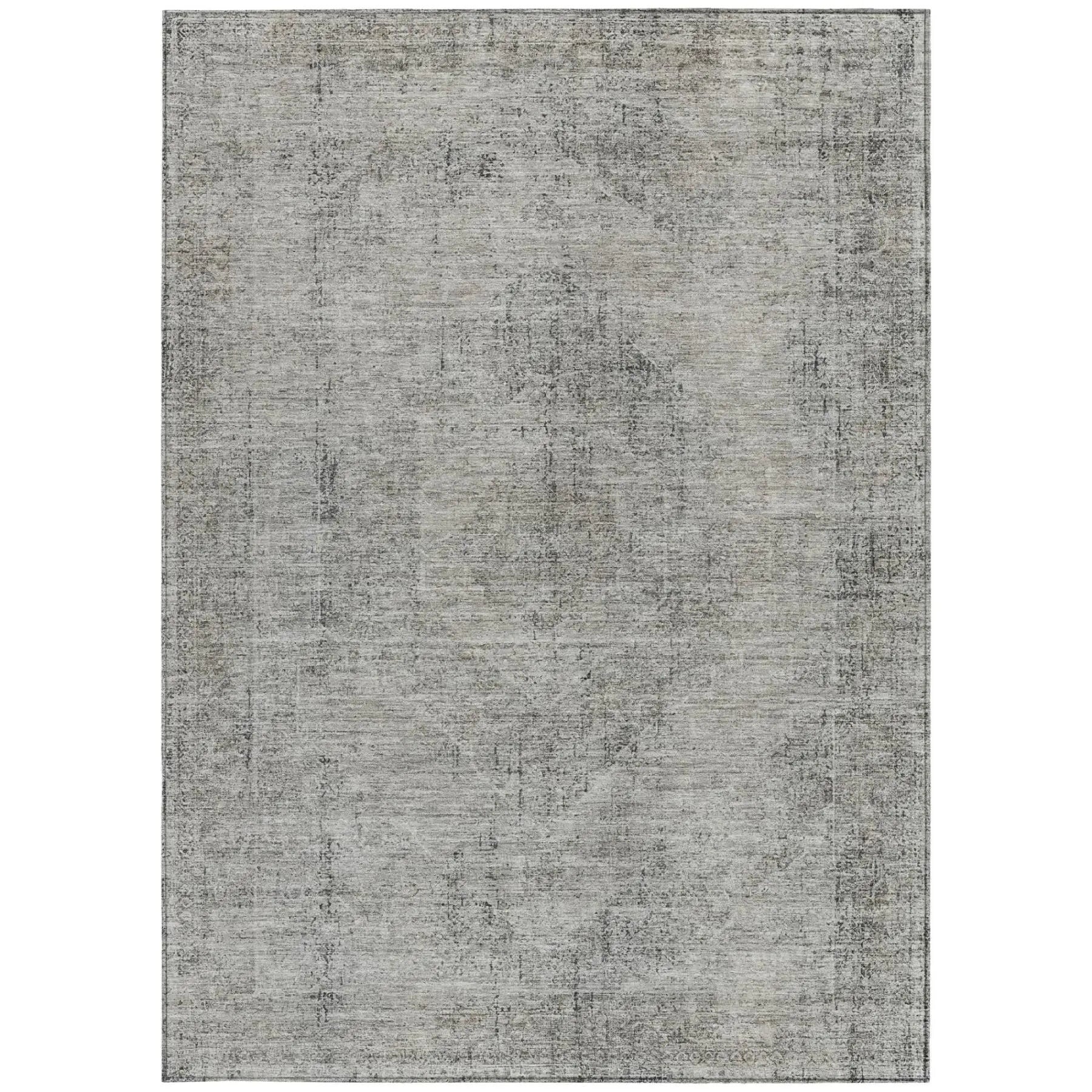 8' X 10' Silver And Gray Oriental Washable Indoor Outdoor Area Rug Homeroots Outdoor