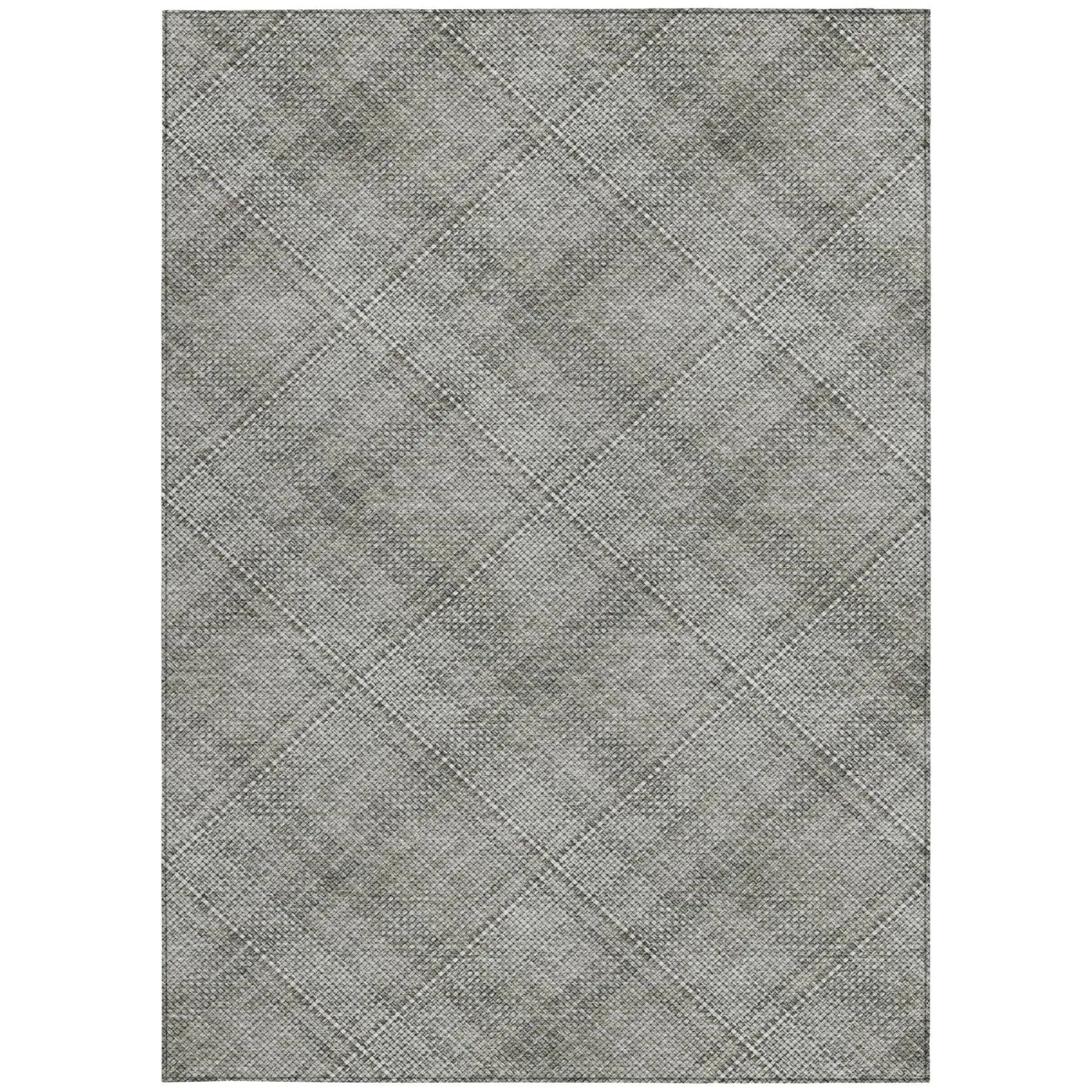 8' X 10' Silver And Gray Plaid Washable Indoor Outdoor Area Rug Homeroots Outdoor