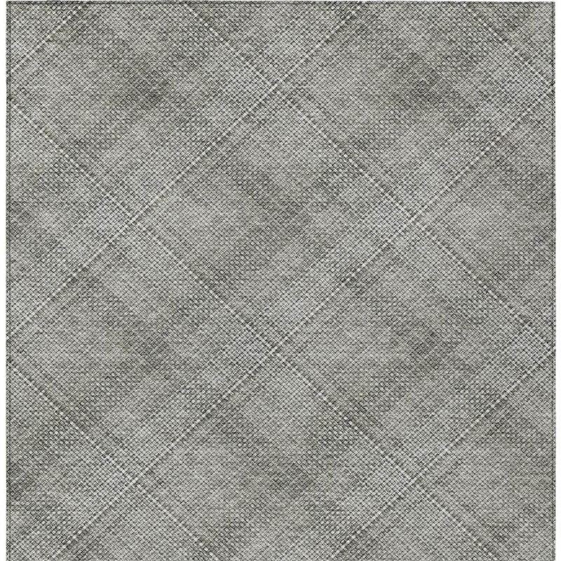 8' X 10' Silver And Gray Plaid Washable Indoor Outdoor Area Rug Homeroots Outdoor