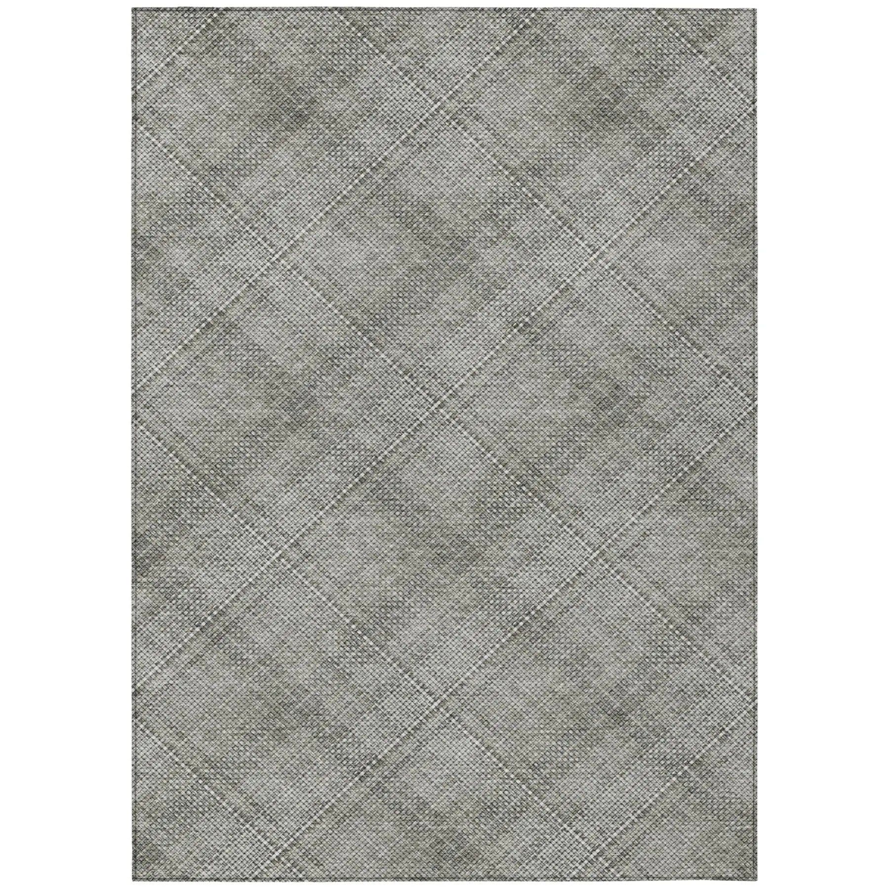 8' X 10' Silver And Gray Plaid Washable Indoor Outdoor Area Rug Homeroots Outdoor