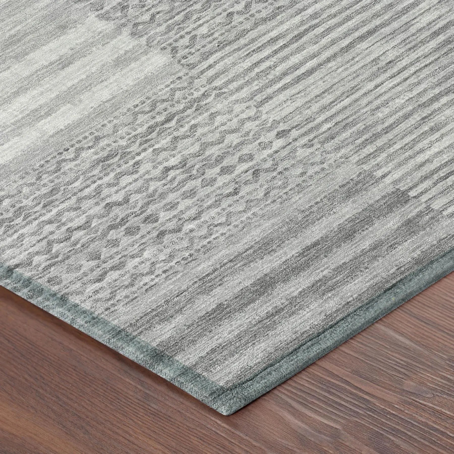 8' X 10' Silver And Gray Striped Washable Indoor Outdoor Area Rug Homeroots Outdoor
