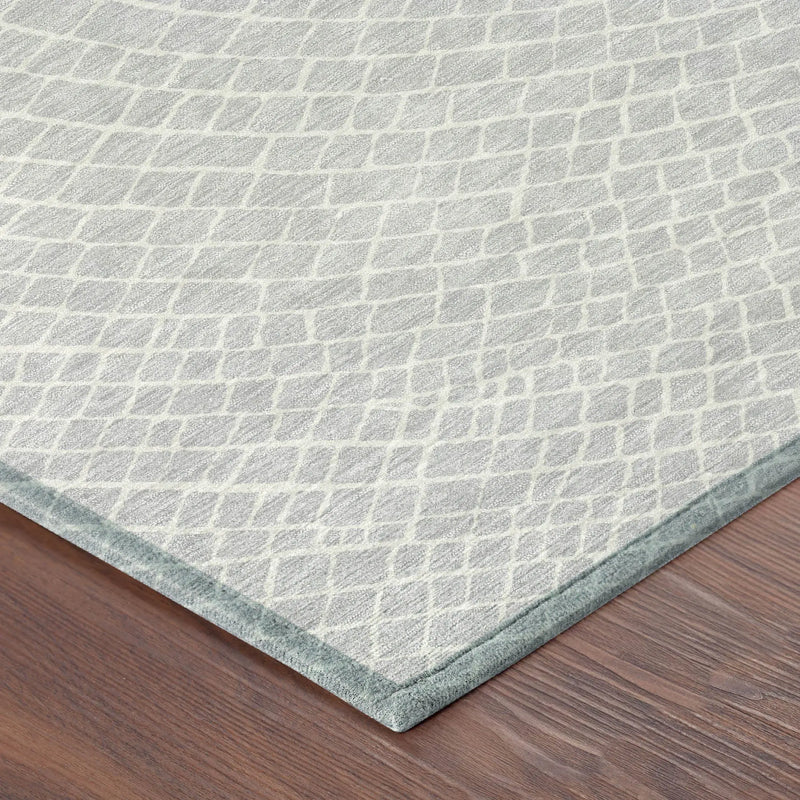 8' X 10' Silver And Ivory Geometric Washable Indoor Outdoor Area Rug Homeroots Outdoor